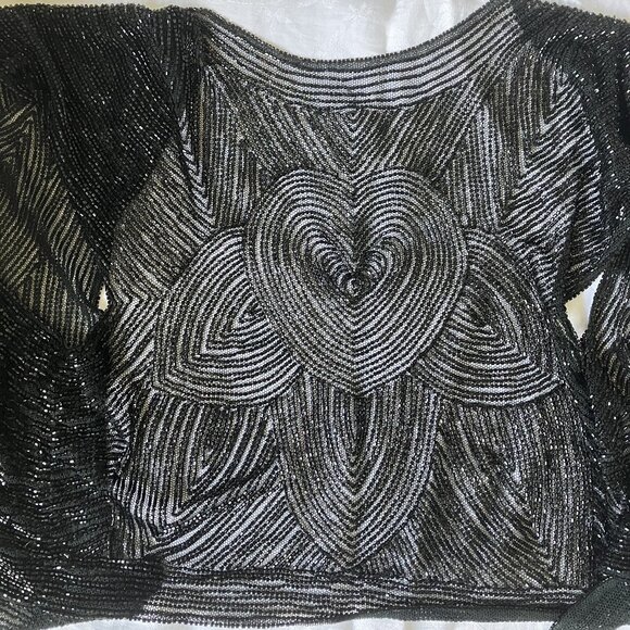 BLACK FULLY BEADED BOLERO / SHRUG - Picture 5 of 11